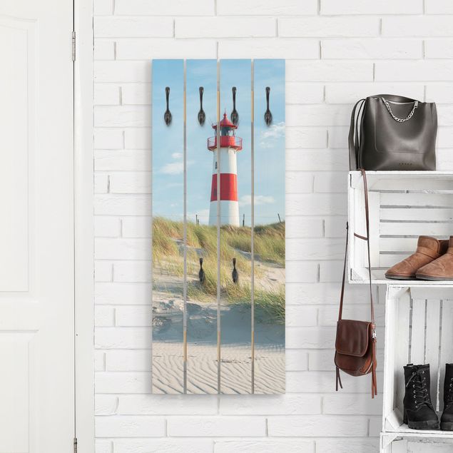 Wall mounted coat rack landscape Lighthouse At The North Sea