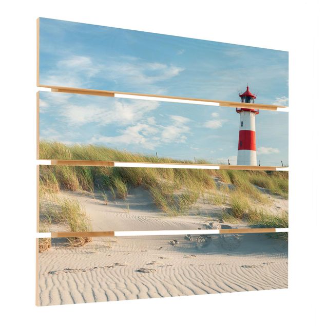 Wood photo prints Lighthouse At The North Sea