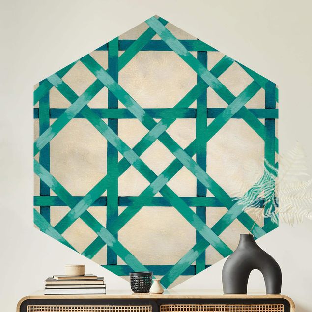 Geometric pattern wallpaper Light And Ribbon Turquoise
