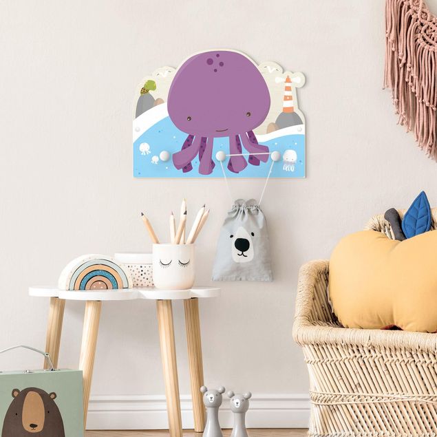 Wall mounted coat rack Purple Baby Squid