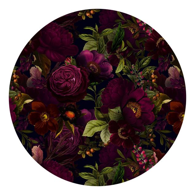Contemporary wallpaper Purple Blossoms Dark