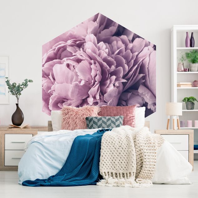 Aesthetic vintage wallpaper Purple Peony Blossoms