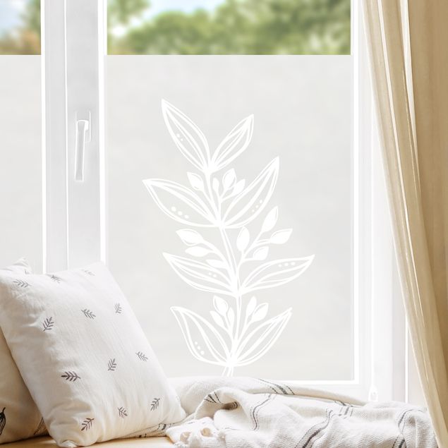 Window stickers flower Line Art - Leaves And Buds