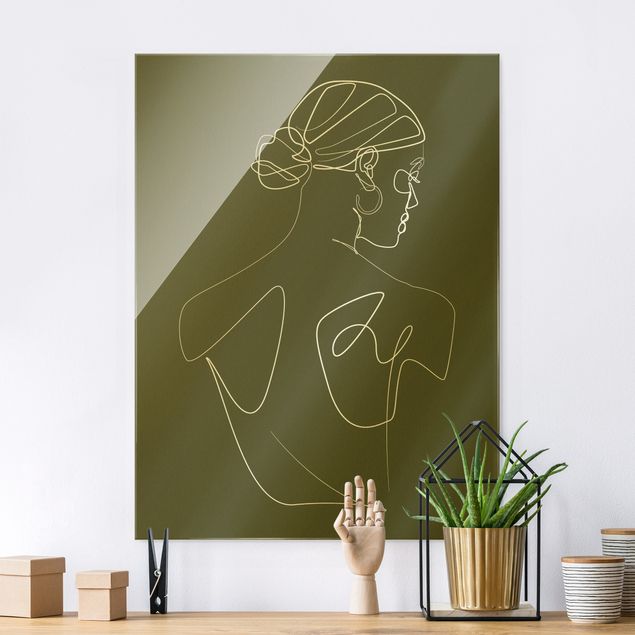 Kitchen Line Art - Woman Back Green