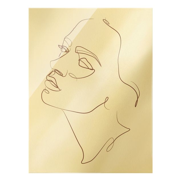 Glas Magnetboard Line Art - Woman Dreaming Face