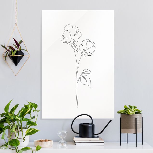 Glass prints poppy Line Art Flowers - Poppy Flower