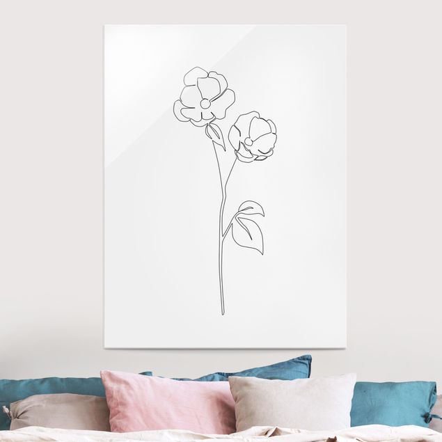 Glass prints poppy Line Art Flowers - Poppy Flower