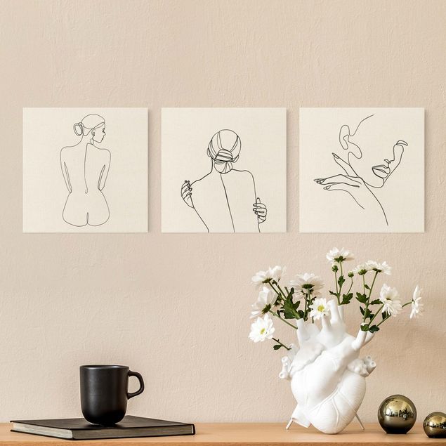 Wall art black and white Line Art Women Nude Drawing Black And White Set