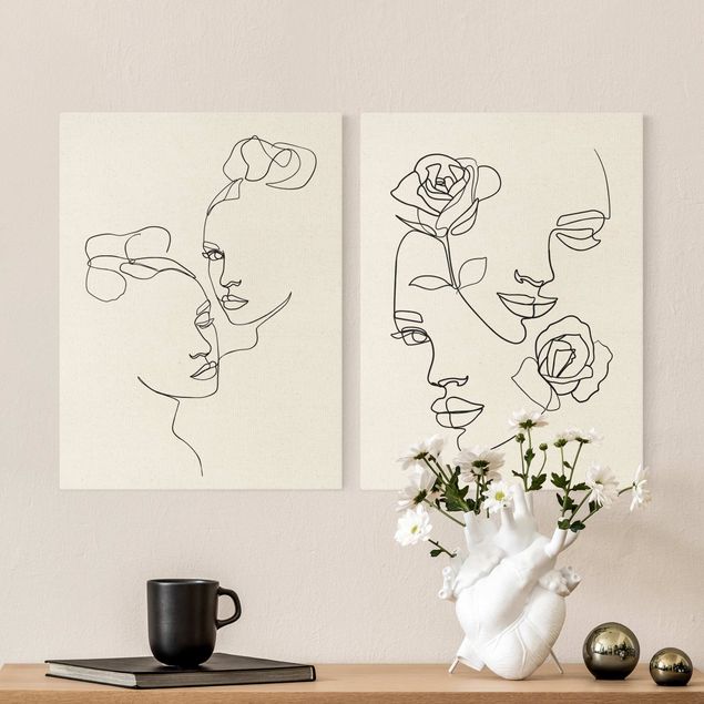 Flower print Line Art Faces Women