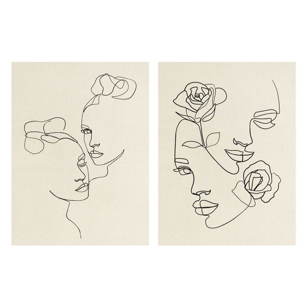 Prints flower Line Art Faces Women