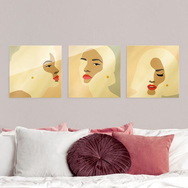 Art styles Line Art Portrait Women Pastel Set