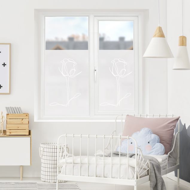 Frosted window film Line Art Rose