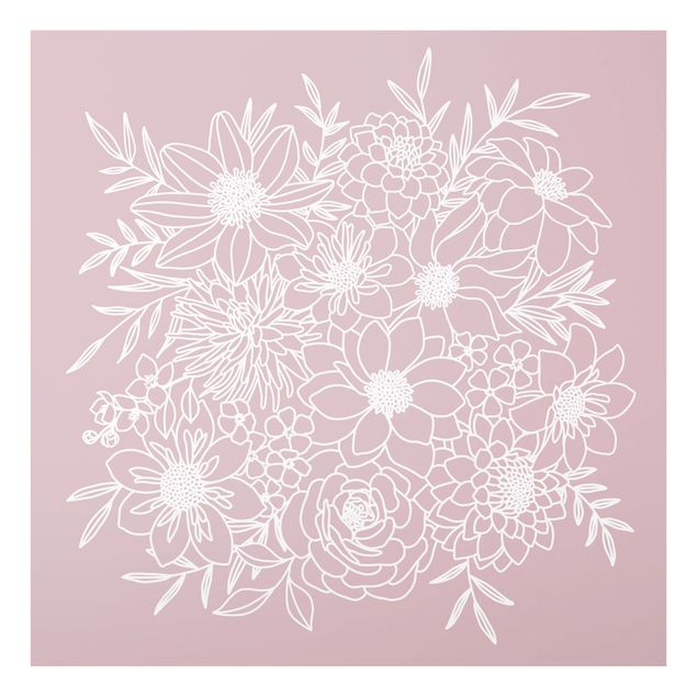 Prints Lineart Flowers In Dusky Pink