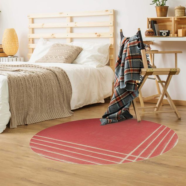 contemporary rugs Lines Meeting On Red