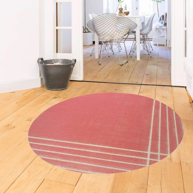 modern abstract rug Lines Meeting On Red