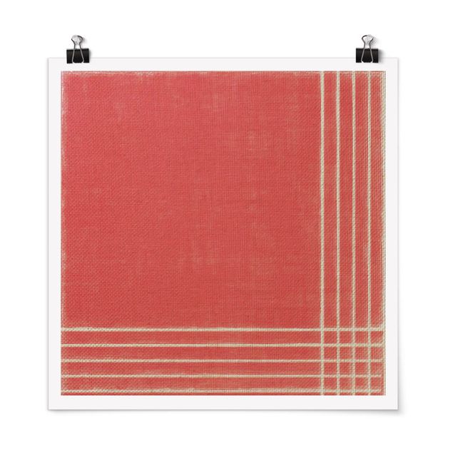 Abstract poster prints Lines Meeting On Red