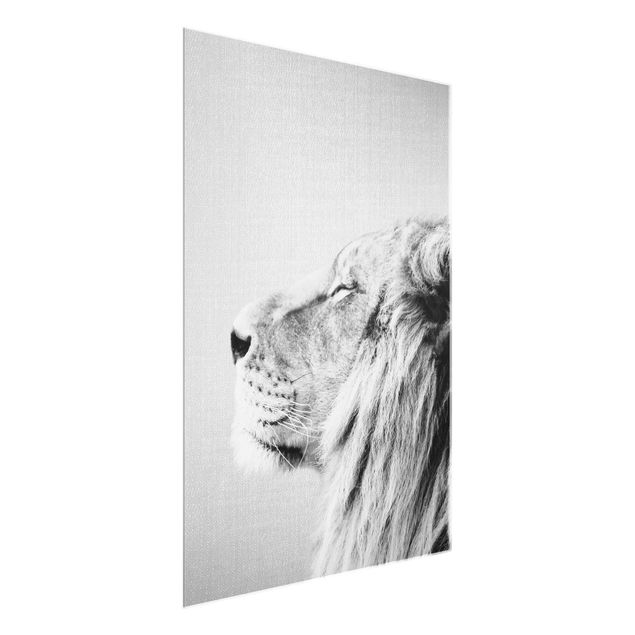 Glass prints pieces Lion Leopold Black And White
