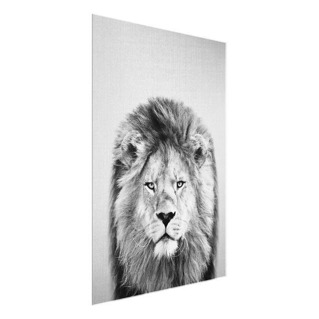 Glass prints pieces Lion Linus Black And White
