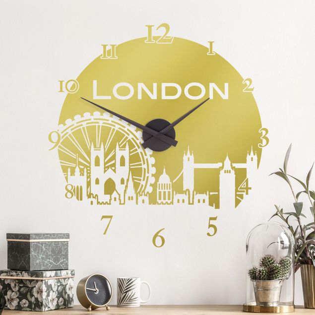 Wall stickers city ​​names London clock