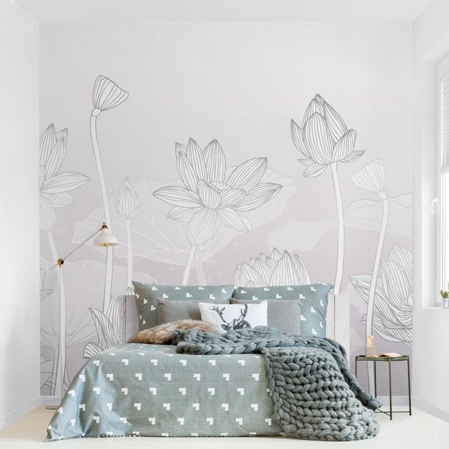 Red aesthetic wallpaper Lotus Illustration Silver And Violet