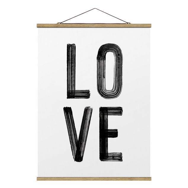 Black and white wall art Love Typo In Black