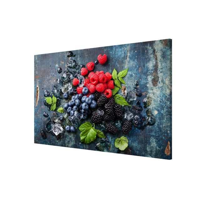 Modern art prints Berry Mix With Ice Cubes Wood