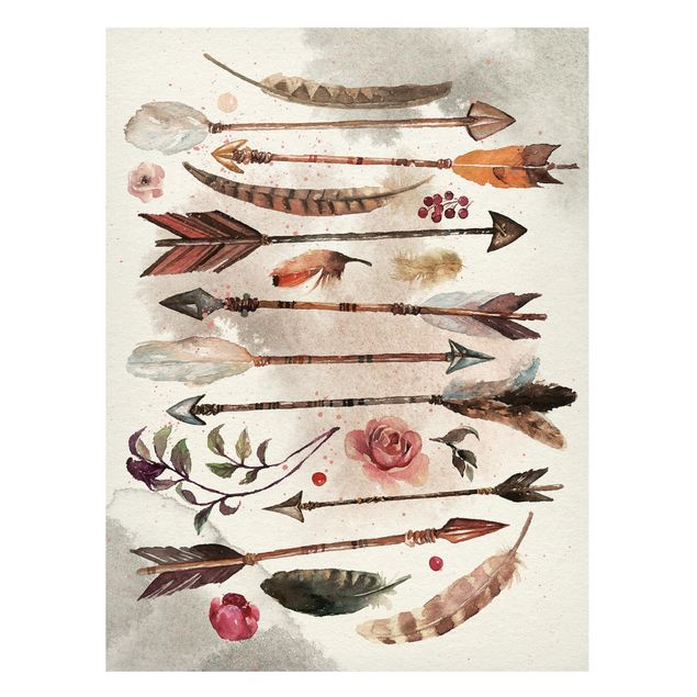 Prints modern Boho Arrows And Feathers - Watercolour