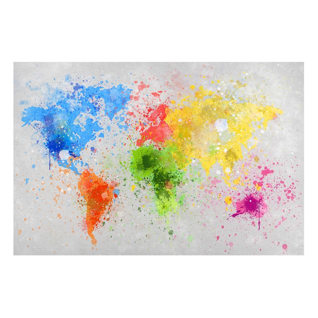 Magnet boards maps Colourful Splodges World Map