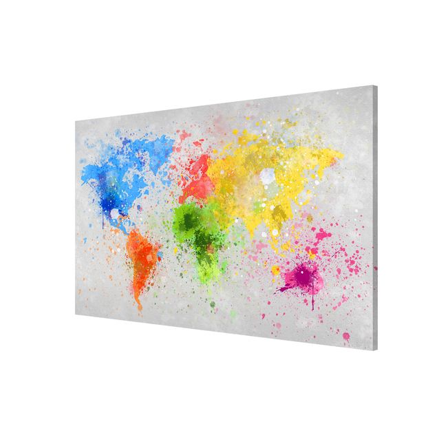 Framed world map Colourful Splodges World Map