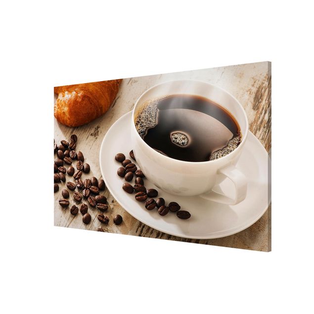 Coffee poster art Steaming coffee cup with coffee beans