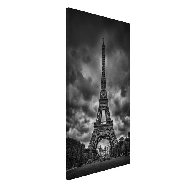 Kitchen Eiffel Tower In Front Of Clouds In Black And White