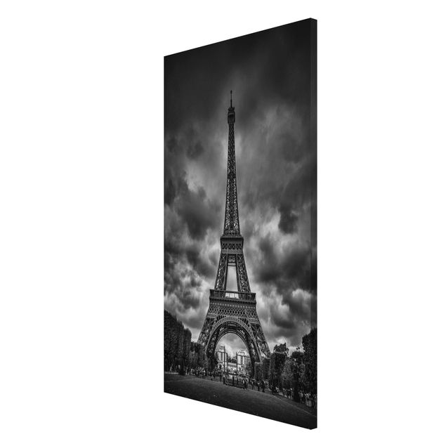 Modern art prints Eiffel Tower In Front Of Clouds In Black And White