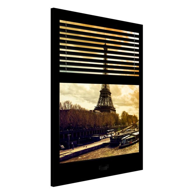 Kitchen Window View Blinds - Paris Eiffel Tower sunset