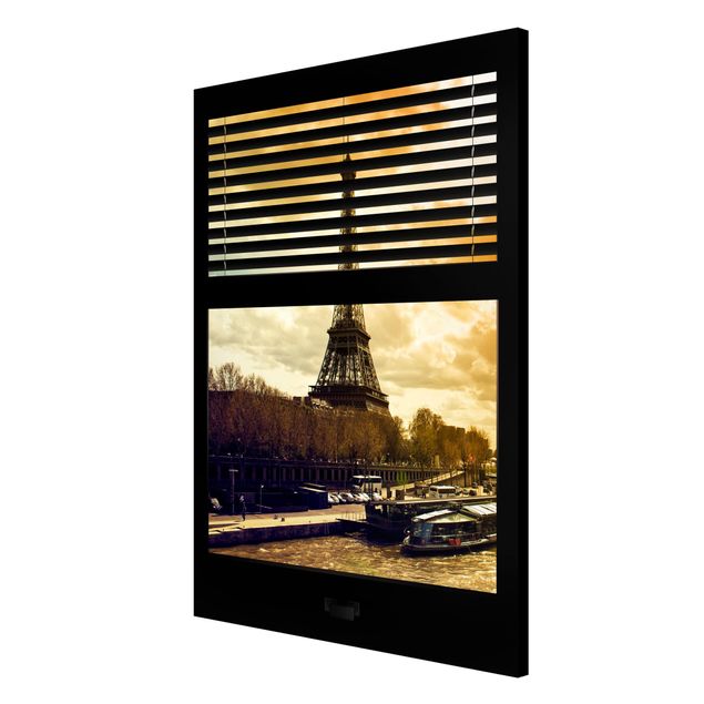 Modern art prints Window View Blinds - Paris Eiffel Tower sunset