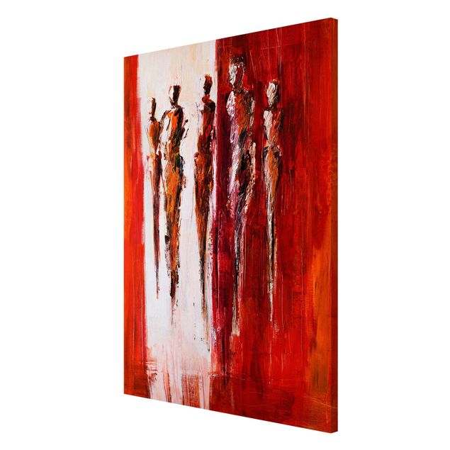 Abstract canvas wall art Petra Schüßler - Five Figures In Red 01