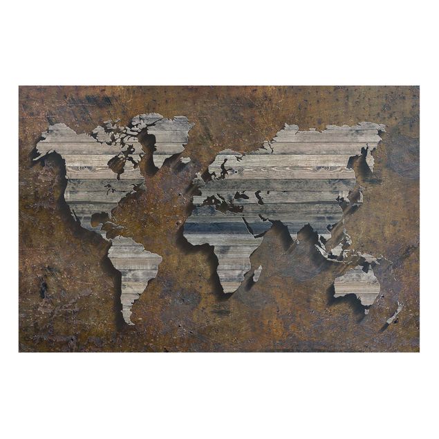 Magnet boards maps Wooden Grid World Map