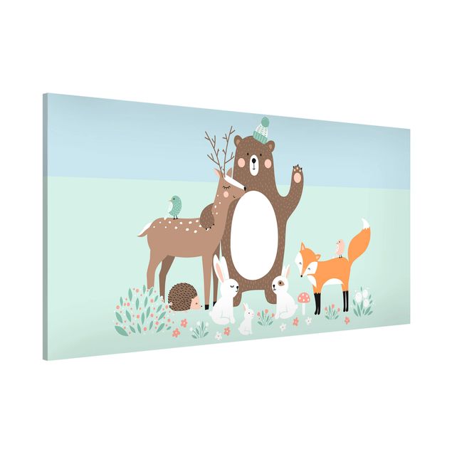 Child wall art Forest Friends with forest animals blue