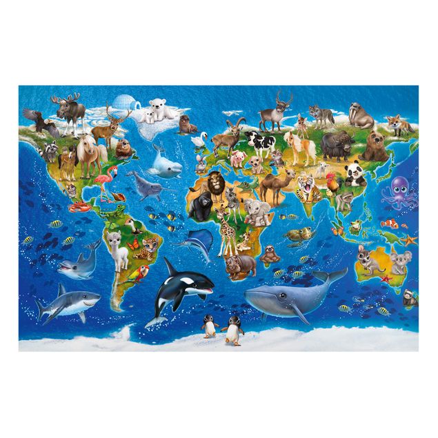 Magnet boards maps Animal Club International - World Map With Animals