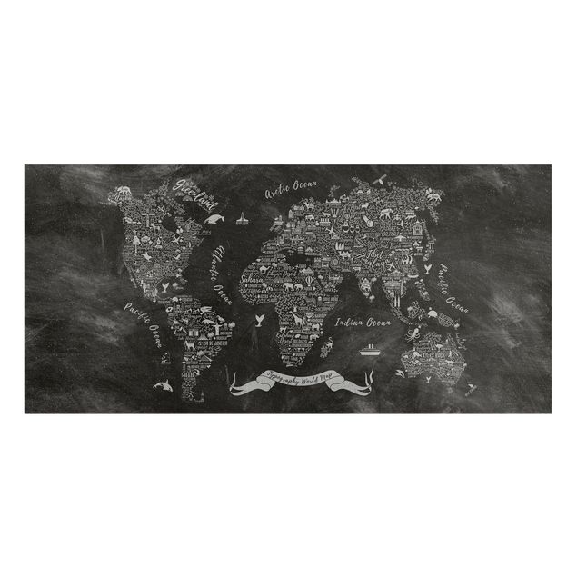 Magnet boards maps Chalk Typography World Map