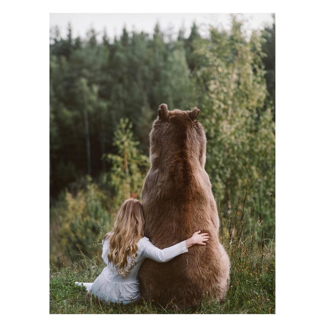Bear print Girl With Brown Bear