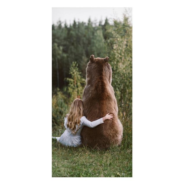 Bear print Girl With Brown Bear