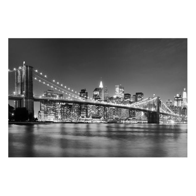 New York skyline print Nighttime Manhattan Bridge II