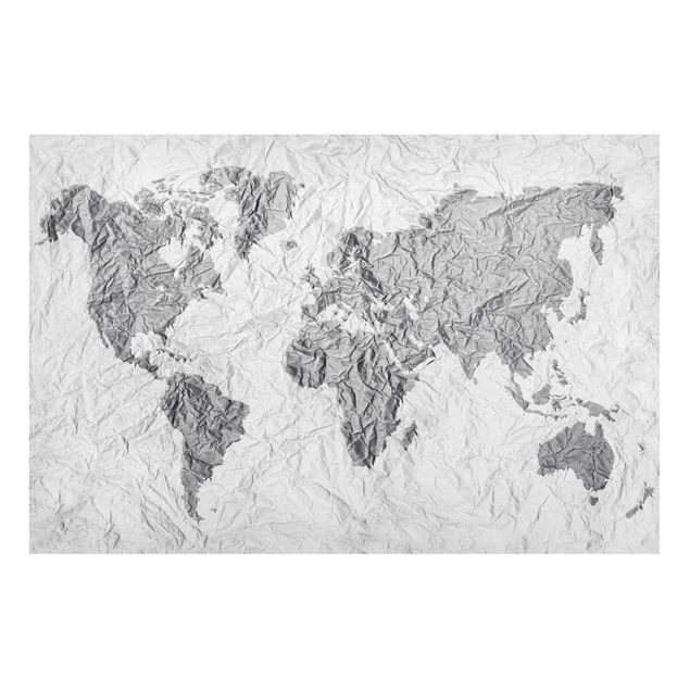 Magnet boards maps Paper World Map White Grey