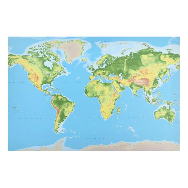 Magnet boards maps Physical World Map