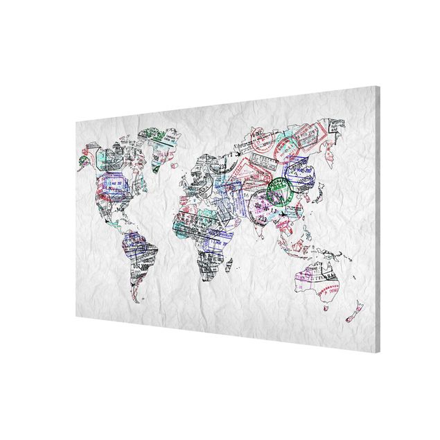 Magnet boards sayings & quotes Passport Stamp World Map