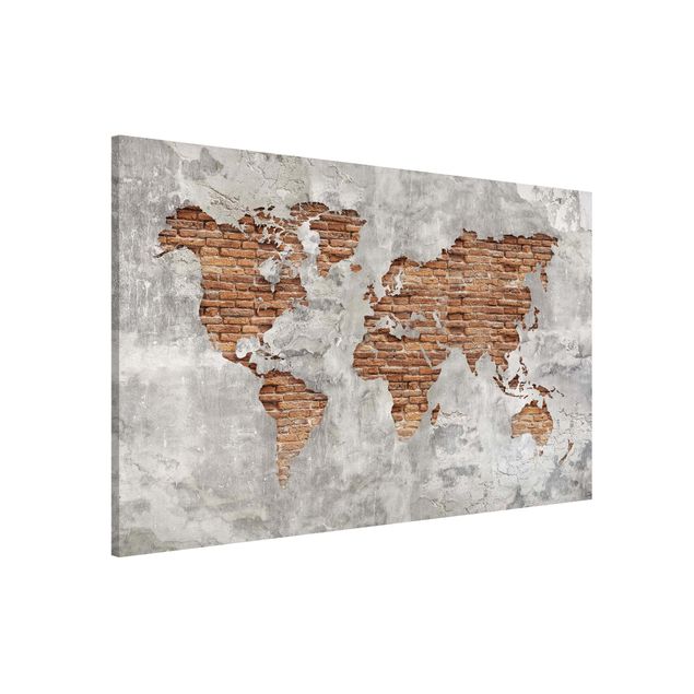 Kitchen Shabby Concrete Brick World Map