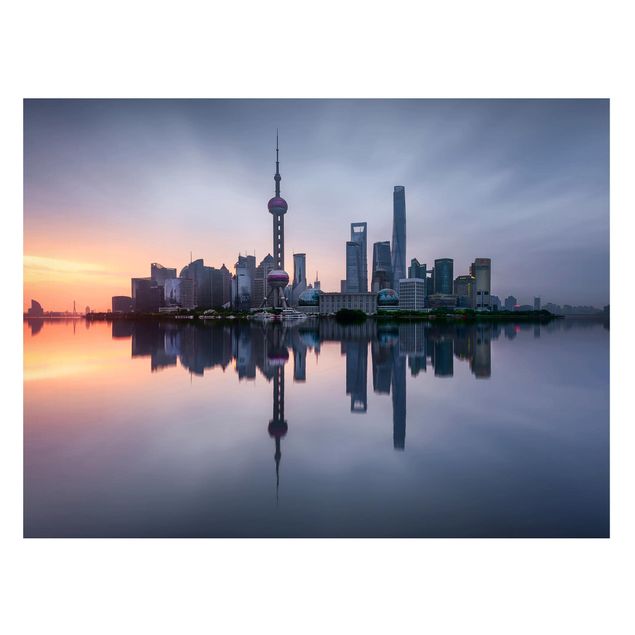 Modern art prints Shanghai Skyline Morning Mood