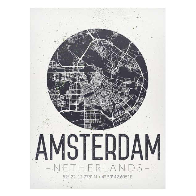 Magnet boards maps Amsterdam City Map - Retro