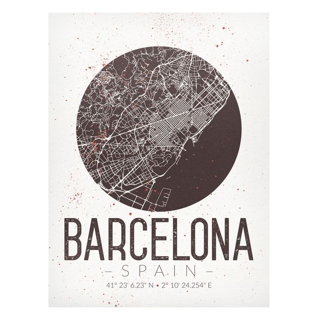 Magnet boards maps Barcelona City Map - Retro