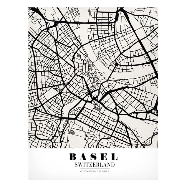 Magnet boards maps Basel City Map - Classic